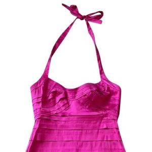 BCBG MAX AZRIA STRETCH SATIN HALTER DRESS